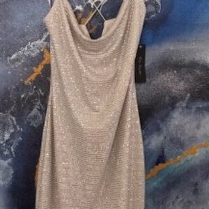 City Studio Cream Sequin Backless Dress
